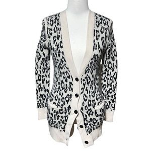 Magaschoni Long Sleeve Animal Print Cardigan Sweater Size Small